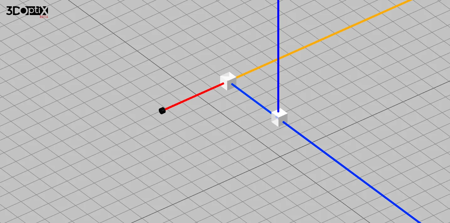 The same setup with rays drawn in intensity-based color mode
