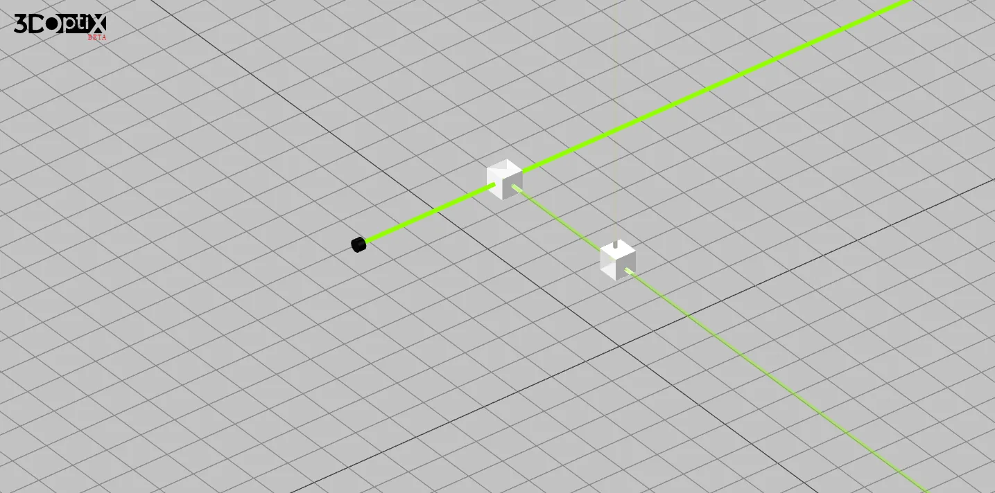 Two 70:30 beam splitters with rays drawn in spectral color mode